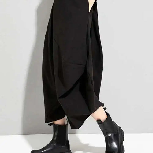 Load image into Gallery viewer, High Elastic Waist Black Irregular Big Size Long Trousers New Loose Fit Pants Women Fashion Spring Autumn 2025 1DE4266
