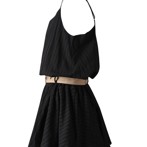 Load image into Gallery viewer, Women White Belted Elegant Spaghetti Strap Mini Dress New Round Neck Sleeveless Fashion Tide Spring Summer 2025 CPG3145
