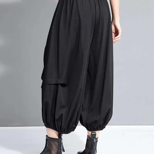 Load image into Gallery viewer, High Elastic Waist Black Pockets Wide Leg Calf-Length Pants New Trousers Women Fashion Tide Spring Autumn 2025 1DH9951
