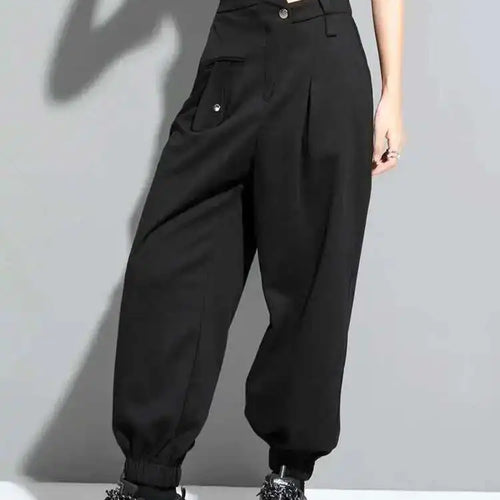 Load image into Gallery viewer, High Elastic Waist Black Irregular Long Harem Pants New Loose Fit Trousers Women Fashion Tide Spring Autumn 2025 1DF1325
