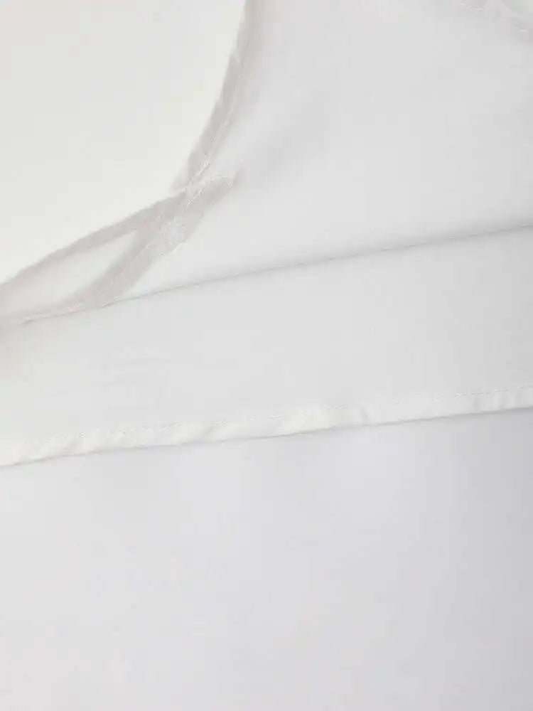 Women White Irreuglar Hem Double Layers Big Size  T-shirt New Round Neck Short Sleeve Fashion Spring Summer 2025 1DH5357