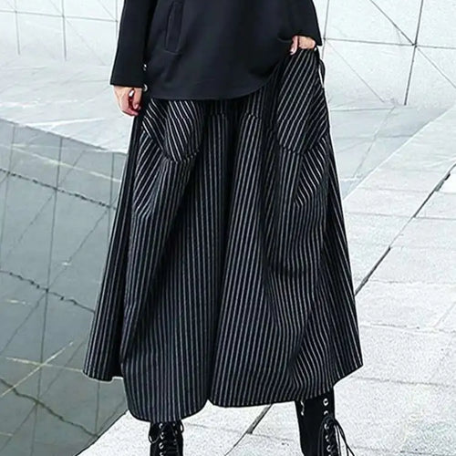 Load image into Gallery viewer, High Elastic Waist Black Striped Long Wide Leg Casual Pants New Trousers Women Fashion Tide Spring Autumn 2025 1DH8290
