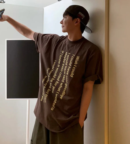 Men's T-shirts Short Sleeve Letter Printed Design New Summer Loose Round Neck T-shirt  Korean Niche Pullover Trendy 9W1614