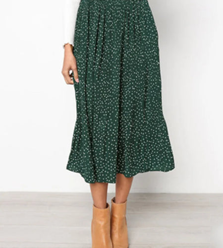 Summer Autumn Casual Chiffon Print Pockets High Waist Pleated Maxi Skirt Womens Long Skirts For Women