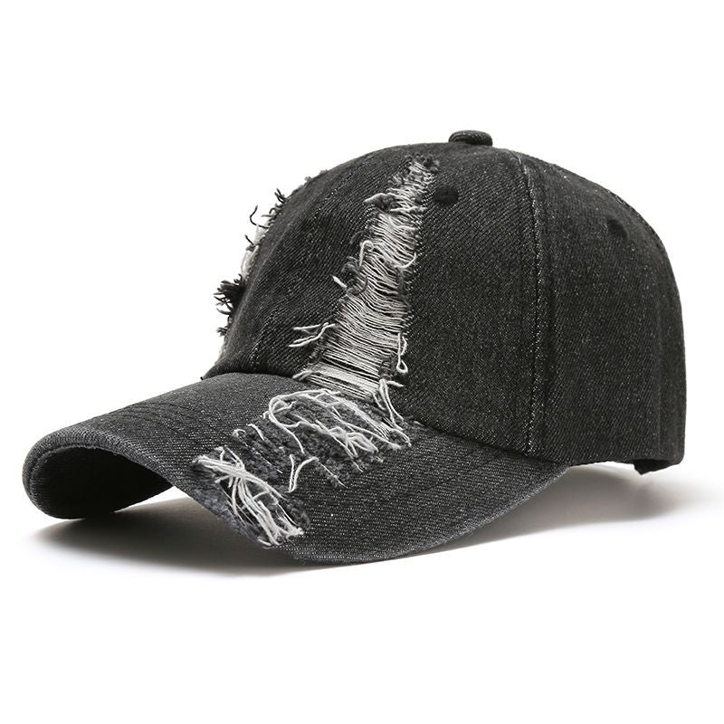 Fashion Cool Women Men Vintage Ripped Cap Hat Female Male Denim Cotton Sunscreen fitted Washed Baseball Cap For Women Men