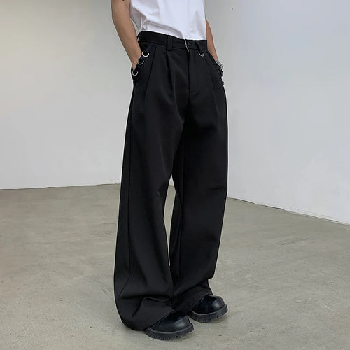 Load image into Gallery viewer, Metal Design Suit Pants Straight Wide Leg Men Loose Wide Leg Casual Spring Korean Fashion Male Trousers 9C5073
