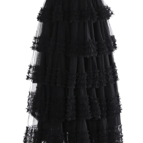 Load image into Gallery viewer, High Elastic Waist Rose Red Mesh Layers Elegant Ball Gown Half-body Skirt Women Fashion New Spring Autumn 2025 1DJ1272
