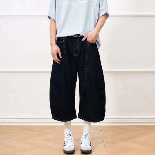 Load image into Gallery viewer, Men&#39;s Denim Shorts New  American Style Washed Curved Knife Trendy Line Design Male Solid Color Fashion Clothing 9W1909
