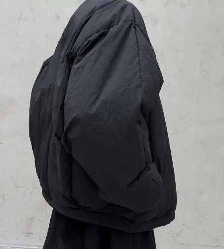 Black Brief Big Size Short Down Jacket New Long Batwing Sleeve Warm Women Parkas Fashion Tide Autumn Winter 2025 1DH8387