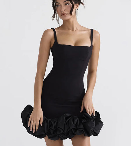 Black Elegant Sexy Mini Dress For Women Sundress New Spaghetti Strap Backless Bodycon Club Party Short Dress Vestido