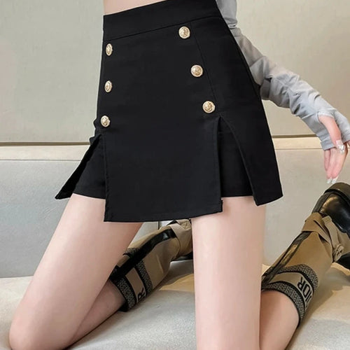 Load image into Gallery viewer, Buttons Black Slim Sexy Female Fashion Skirt High Waist Solid Color Casual Women&#39;s Mini Skirts Simple Chic Office Lady
