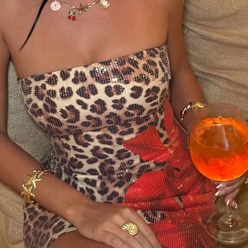 Load image into Gallery viewer, Sequins Off-shoulder Sexy Mini Dress Women Summer New Strapless Sleeveless Backless Beach Vacation Club Party Dress
