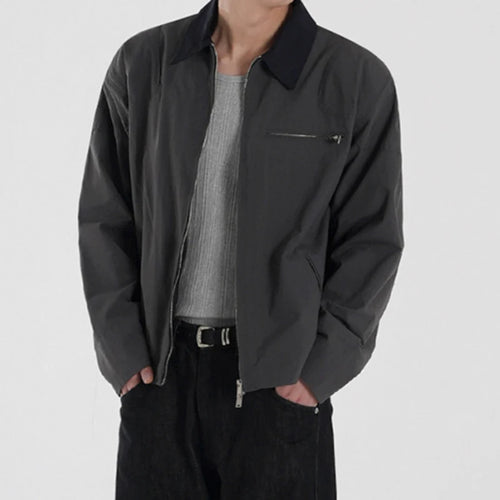 Load image into Gallery viewer, Men&#39;s Casual Zipper Jacket New Spring Loose Lapel Jackets Trendy Korean Handsome Simple Solid Color Clothing 9W1444
