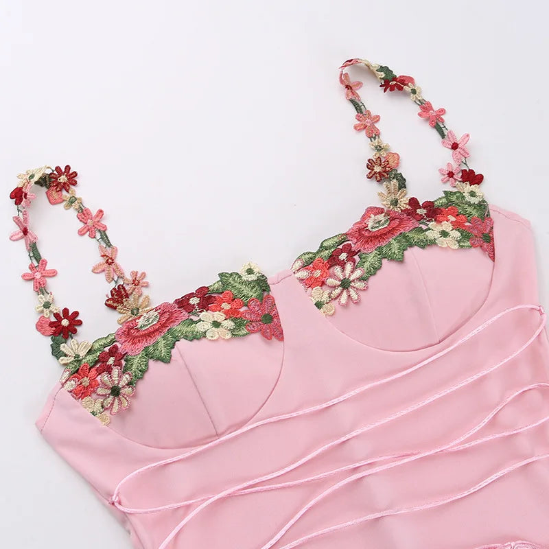 Elegant Spaghetti Strap Print Patchwork Maxi Dress For Women Strapless Sleeveless Backless Bodycon Sexy Long Dress