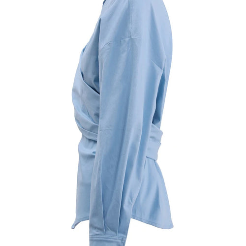 Load image into Gallery viewer, Women Light Yellow Irregular Corss Big Size Elegant Blouse New V-neck Long Sleeve Shirt Fashion Spring Autumn 2025 26D4283
