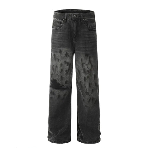 Load image into Gallery viewer, Graffiti Whiskers Men&#39;s Jeans Won-out Splash-ink Zipper Hip Hop Straight Leg Winter Male Denim Pants 2024 American 9C8814
