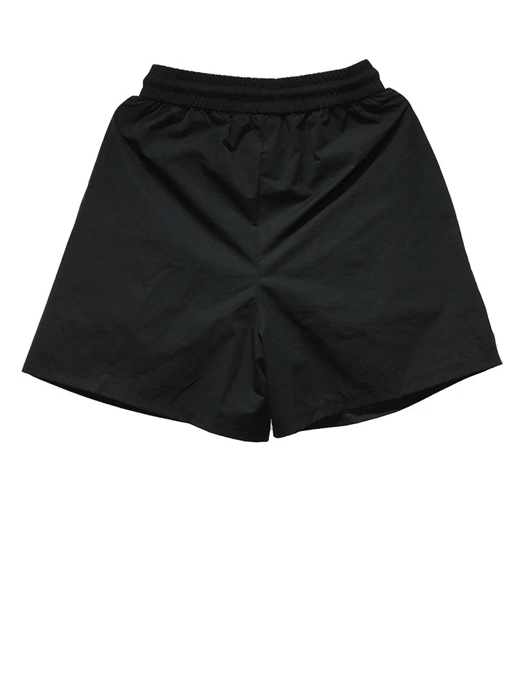 Women White Drawstring Pocket Casual Wide Leg Shorts New High Waist Trousers Fashion Tide Spring Summer 2025 1DJ1389