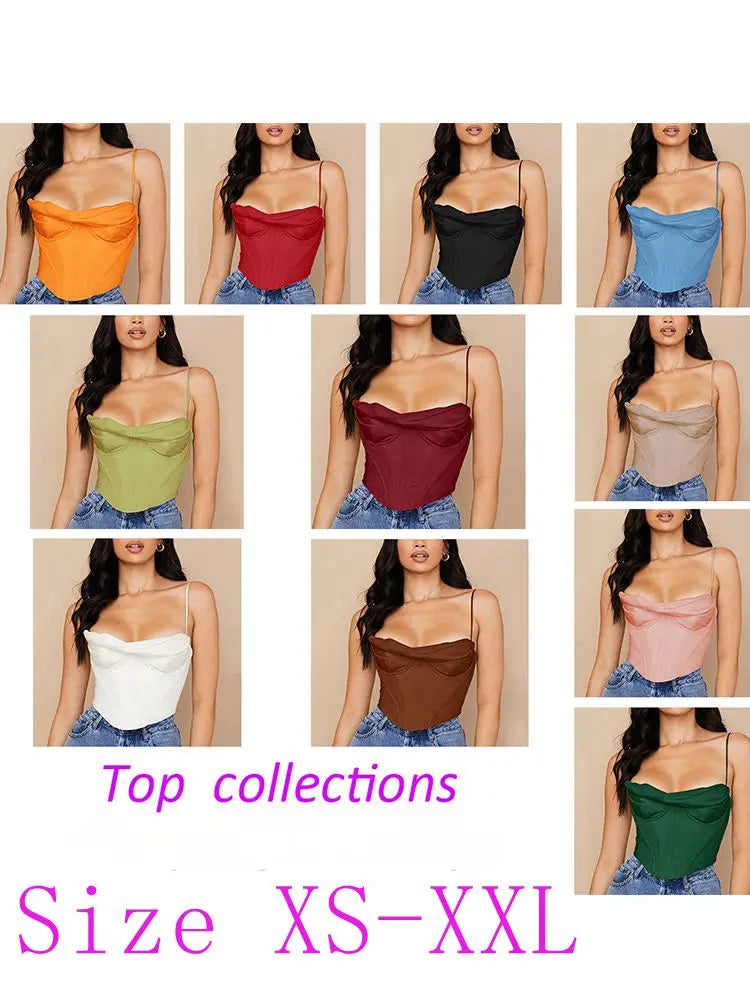 Summer Corset Top Y2k Women 2021 Lined Sexy Bodycon Top Draped Black White Female Padded Top for Party Club