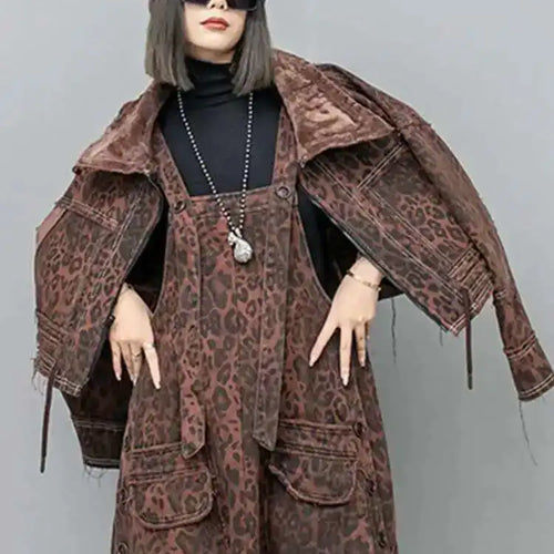 Load image into Gallery viewer, Leopard Print Burr Short Big Size Casual Jacket New Lapel Long Sleeve Women Coat Fashion Tide Spring Autumn 2025 1DH6427
