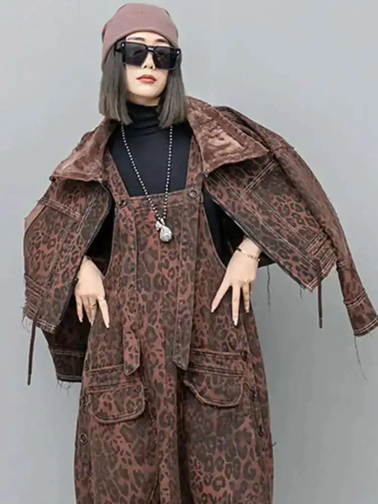 Leopard Print Burr Short Big Size Casual Jacket New Lapel Long Sleeve Women Coat Fashion Tide Spring Autumn 2025 1DH6427