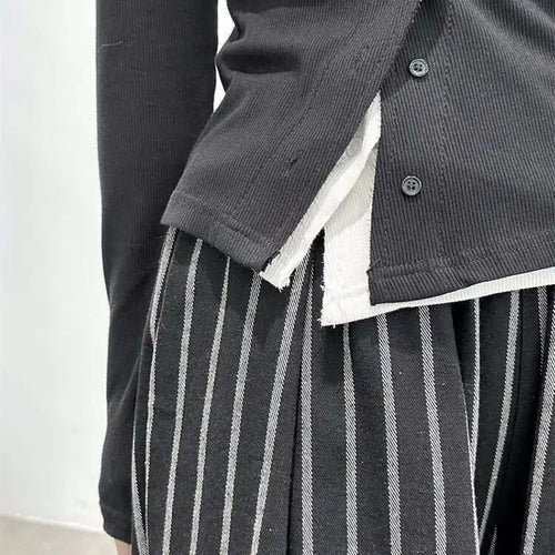 Load image into Gallery viewer, High Waist Casual Black Striped Casual Wide Leg Pants New Loose Fit Trousers Women Fashion Spring Summer 2025 1DF3686
