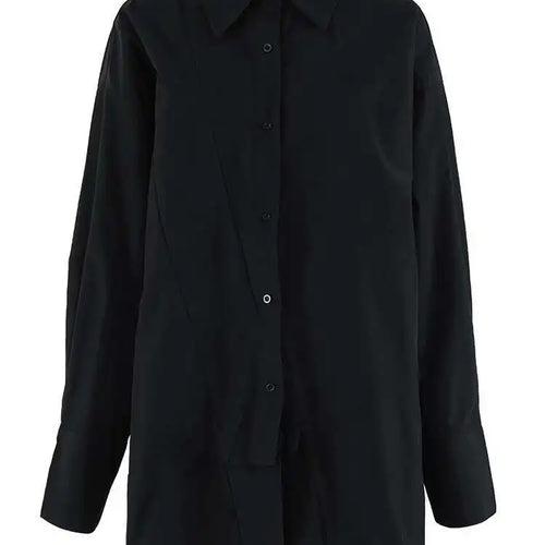 Load image into Gallery viewer, Women White Irregular Spliced Big Size Casual Blouse New Lapel Long Sleeve Shirt Fashion Tide Spring Autumn 2025 CPG2045
