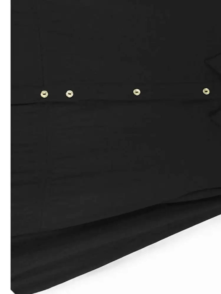 Women Black Big Size Elegant Shirt Dress Brief Pleated Hem New Lapel Long Sleeve Fashion Tide Spring Autumn 2025 1DH9327