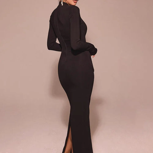 Load image into Gallery viewer, Elegant Long Sleeve Elastic Tight Party Evening Dress Women 2025 Autumn/Winter Fashion Vestidos New Slim Female Clothing
