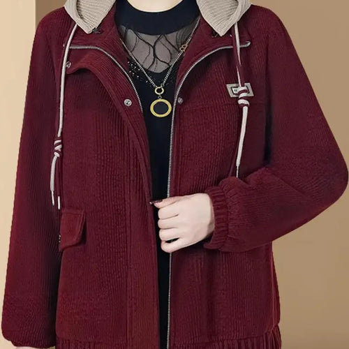 Load image into Gallery viewer, Korean Autumn Winter Black Brown Velvet Thick Zipper Short Coat For Women 2024 Popular Trend Red Loose Casual Hooded Tops Jacket
