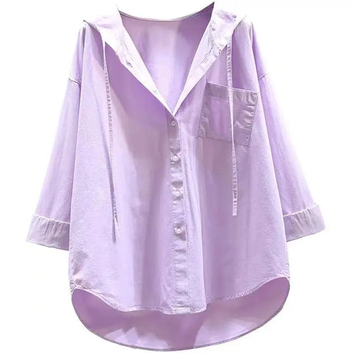 Load image into Gallery viewer, Fashion Women Shirts And Blouses 2023 Feminine Blouse Top Long Sleeve Casual White Hooded Collar Women Loose Blouses
