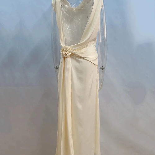 Load image into Gallery viewer, Satin Backless Sexy Maxi Dress For Women Elegant Rose Thigh High Split Beach Holiday Long Dress Gorgeous Club Gown
