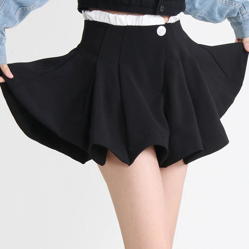 Load image into Gallery viewer, Pleasted Solid Skirts For Women High Waist Patchwork Button Casual Loose A Line Skirt Female Fashion Clothing
