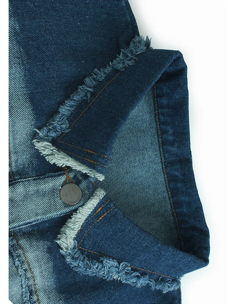 Women Black Denim Burr Mesh Spliced Big Size Vest Dress New Lapel Sleeveless Fashion Tide Spring Autumn 2025   1DJ1352