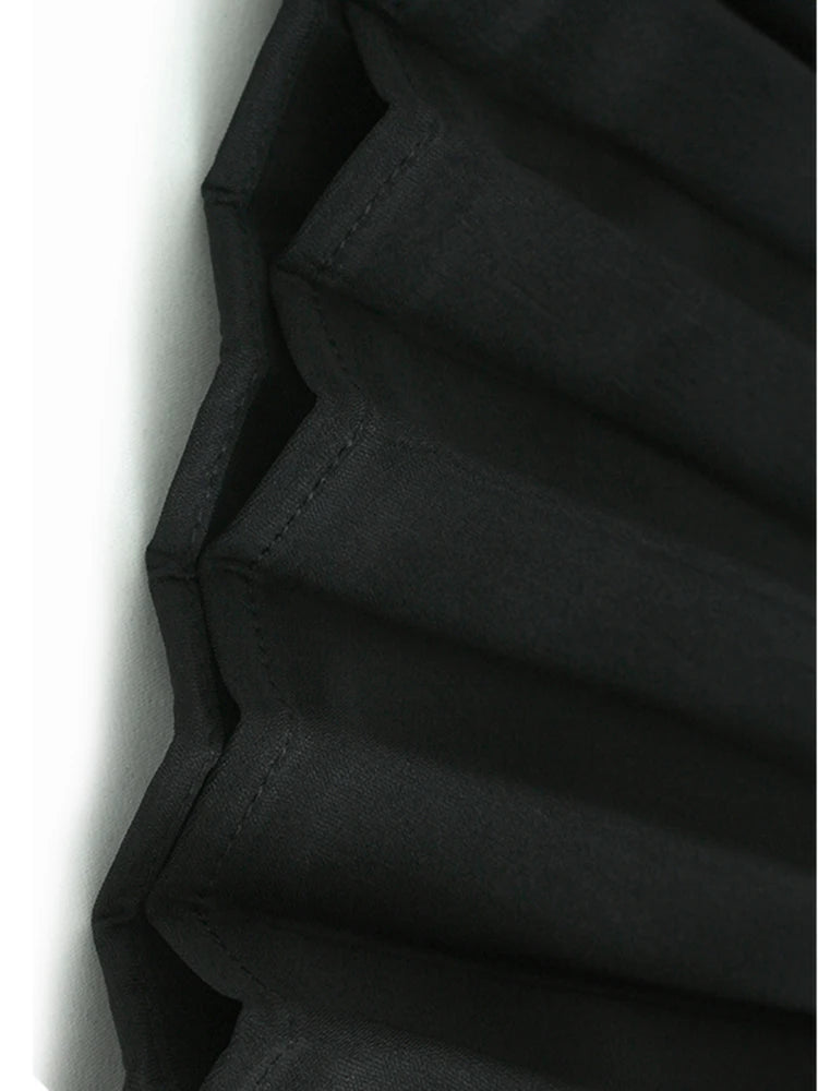 High Elastic Waist Gray Black Color-block Pleated Wide Leg Pants New Trousers Women Fashion Spring Autumn 2025 1DJ1582