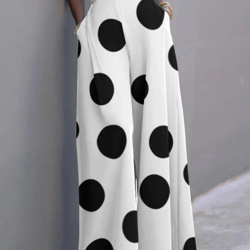Load image into Gallery viewer, Summer Autumn Women&#39;s Retro Polka-dot Romper Short Sleeves One Pieces Wide Leg Long Pants Elegant Jumpsuits for Women

