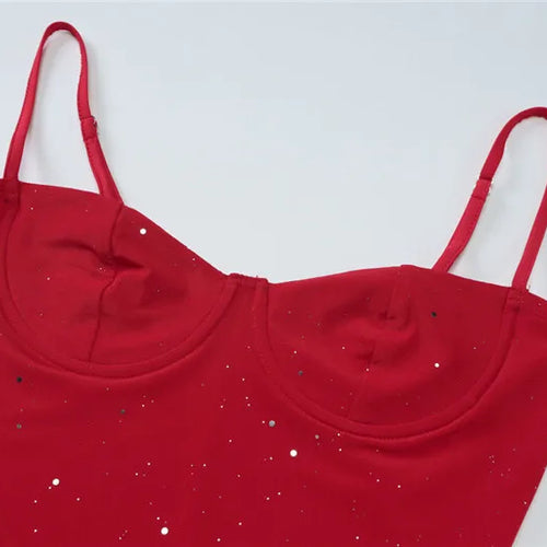 Load image into Gallery viewer, Spaghetti Strap Ruffled Sexy Mini Dress For Women Red Fashion Sleeveless Backless High Waist A-line Club Party Dress
