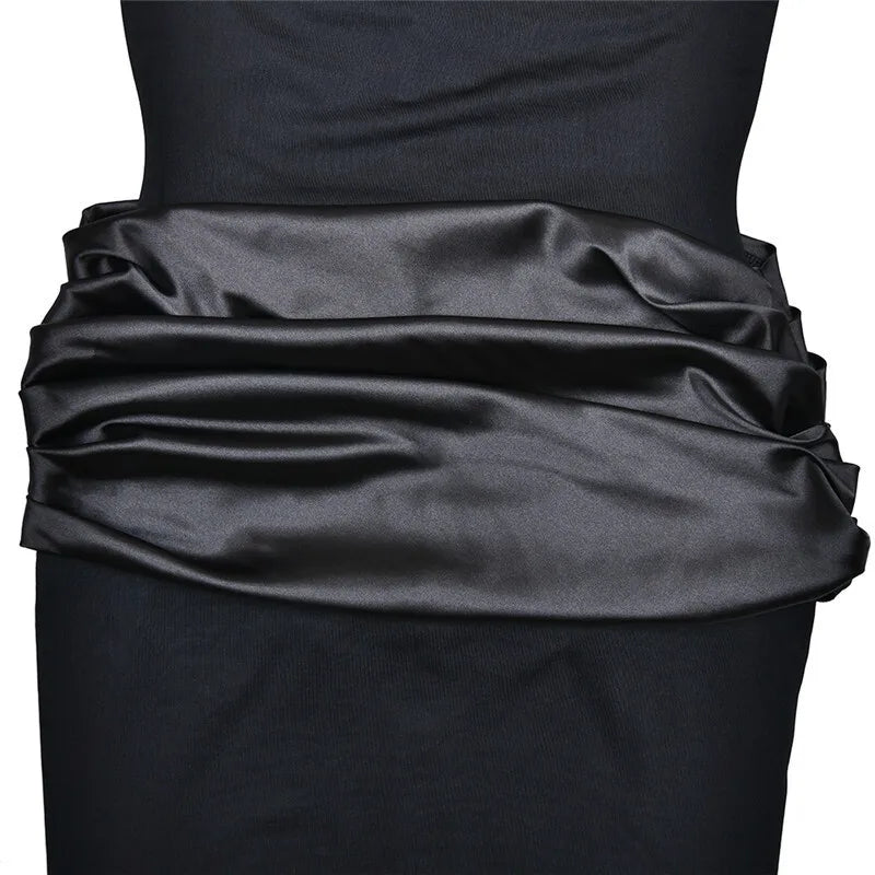 Sleeveless Ruched Sexy Maxi Dress For Women Gown Fashion Black O Neck High Waist Bodycon Club Party Long Dress Vestido