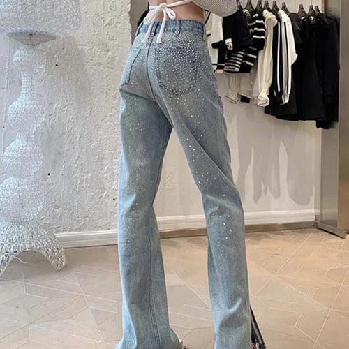 Load image into Gallery viewer, Streetwear Jeans For Women High Waist Patchwork Pocket Solid Denim Trousers Female Clothing Fashion Style
