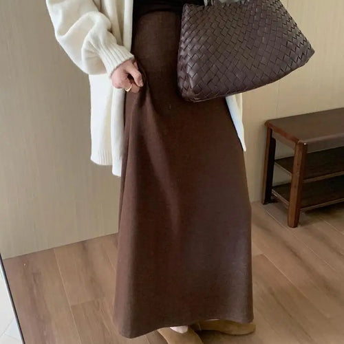 Load image into Gallery viewer, Korean Version 2024 Solid High Waist Versatile Slim Long Skirts For Women Autumn Office Elegant Festival Skirt Simplicity Street
