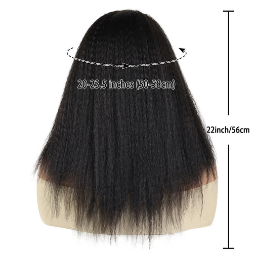 Load image into Gallery viewer, Synthetic Fiber 22&quot; Yaki Straight Black Women Wigs Natural Haircuts Wear and Go Kinky Curly Wig Fluffy Thick Hairline
