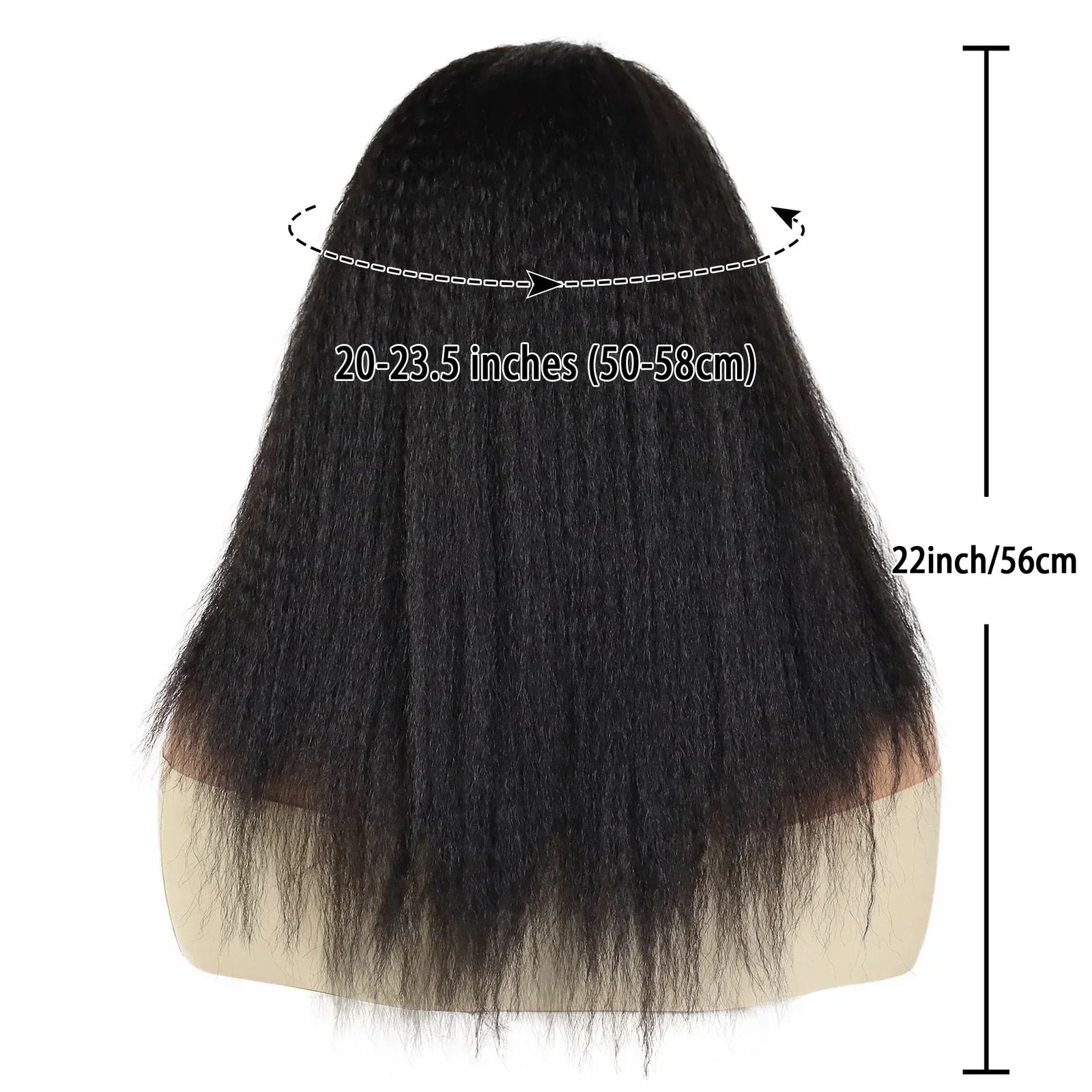 Synthetic Fiber 22" Yaki Straight Black Women Wigs Natural Haircuts Wear and Go Kinky Curly Wig Fluffy Thick Hairline