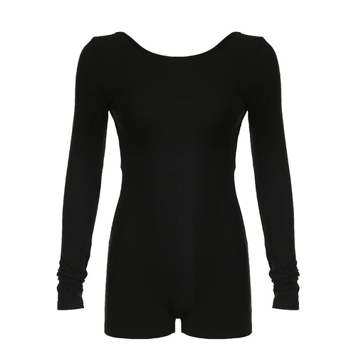 Load image into Gallery viewer, Sexy Backless Black Autumn Women&#39;s Playsuit Basic Bodycon Long Sleeve One Piece Partywear Clothes Gym Streetwear Soft
