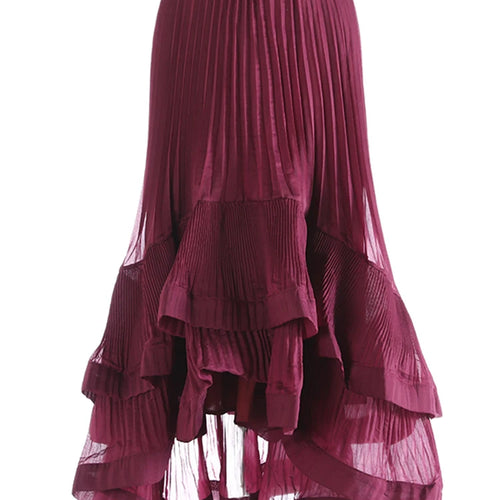 Load image into Gallery viewer, High Elastic Waist Red Pleated Irregular Ruffles Elegant Half-body Skirt Women Fashion Tide New Spring Autumn 2025 1DJ0171
