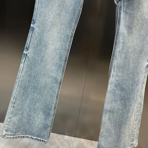 Load image into Gallery viewer, Patchwork Button Casual Slimming Denim Pants For Women High Waist Spliced Pockets Flare Jeans Female Fashion
