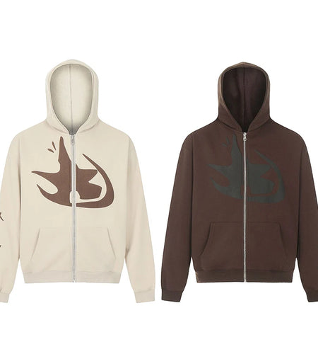 Men's Sweatshirts New American Hoodie Printed Loose Hoodie Trendy Zipper Pockets Design Male Casual Clothing Spring 9W1883