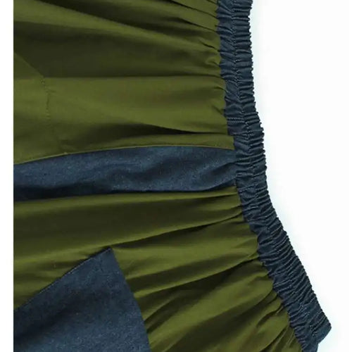 Load image into Gallery viewer, High Elastic Waist Green Denim Color-block A-line Half-body Skirt Women Fashion Tide New Spring Autumn 2025 1DJ0583
