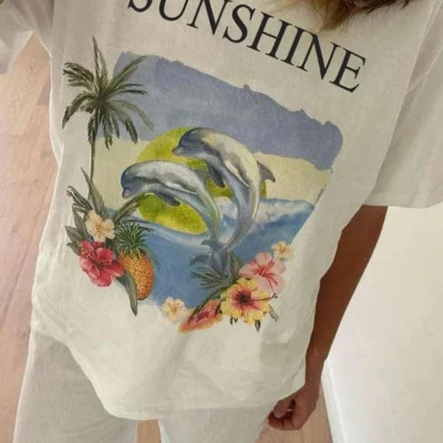 Load image into Gallery viewer, Girls Fashion Graphic Tee Summer Clothes Women 2024 Casual Short Sleeve Tops for Female Oversized T Shirts C83-BZ24
