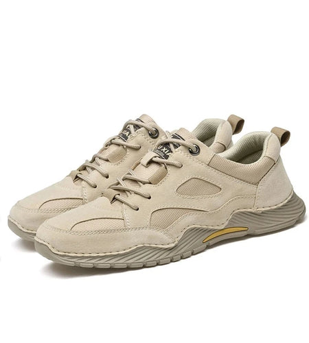 Men Casual Shoes Patchwork Leather Mesh Man Summer Outdoor Shoes Lace Up Soft Sole Male Breathable Driving Flats For Men