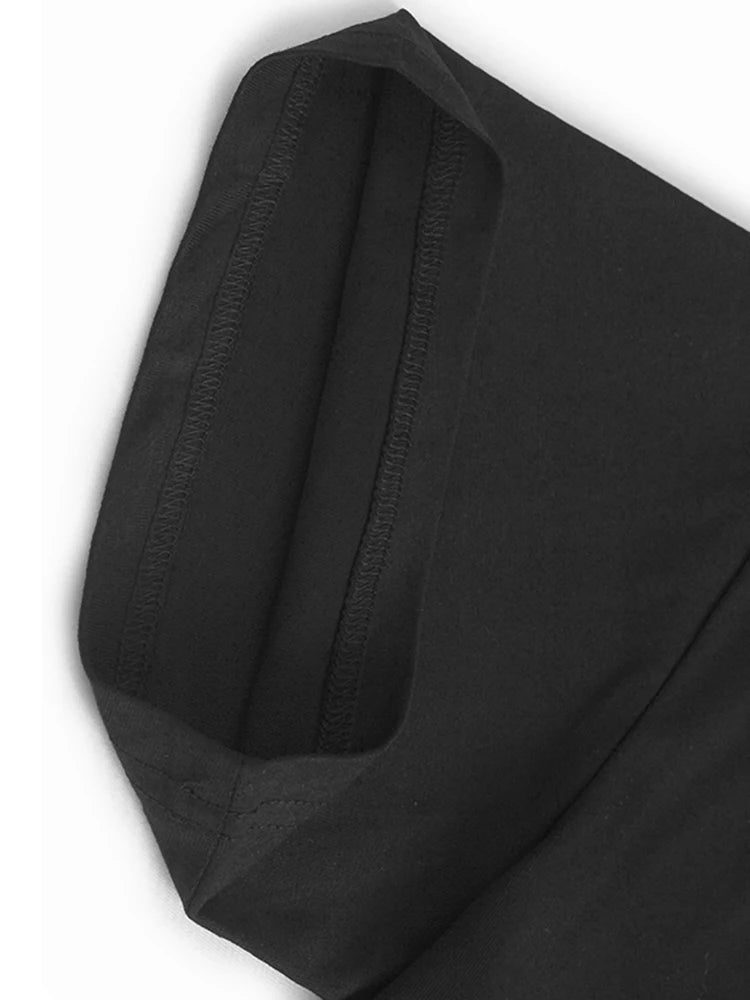 Women Black Pleated Spliced Big Size Midi Dress New Round Neck Short Sleeve Fashion Tide Spring Summer 2025  1DJ0989