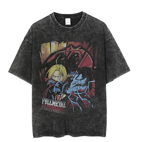 Load image into Gallery viewer, Vintage Washed Tshirts Anime T Shirt Harajuku Oversize Tee Cotton fashion Streetwear unisex top 8v1
